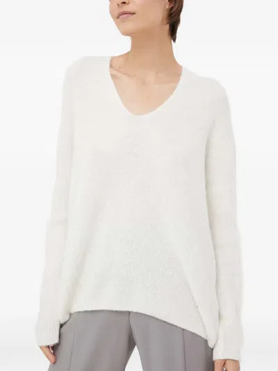 Mos Mosh Thora V-neck Sweater In White