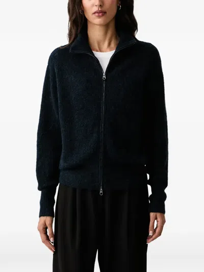 Mos Mosh Thora Zip-up High-neck Cardigan In Black