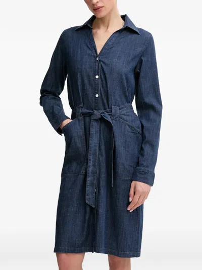 Mos Mosh Tie-waist Denim Mini Dress In Blue