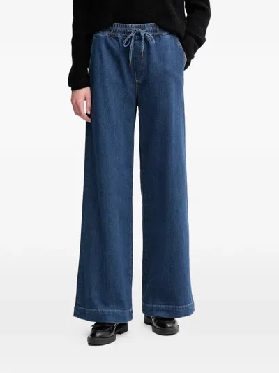 Mos Mosh Vasco Drawstring Wide Jeans In Blue