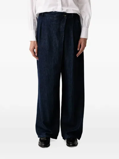 Mos Mosh Wrap-style Pleated Jeans In Blue