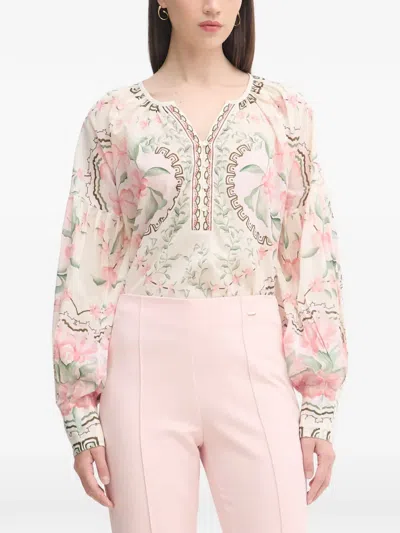 Mos Mosh Wylde Floral-print Balloon-sleeve Blouse In 뉴트럴