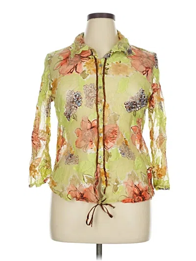 Pre-owned Mosaic 3/4 Sleeve Blouse In Green