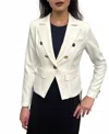 Mosaic Button Blazer Jacket In White In White