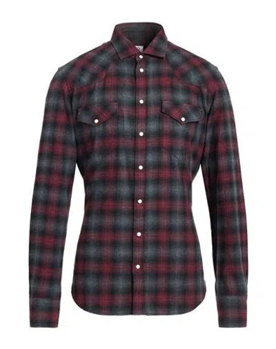 Mosca Man Shirt Burgundy Size 16 Cotton In Red