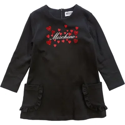 Moschino Kids'  - Black Dress Red Hearts 60100 Mdv0am Lja00