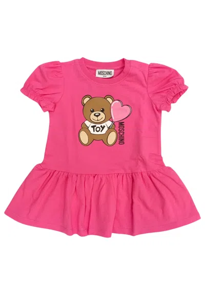 Moschino Kids' Printed Cotton Dress In Pink