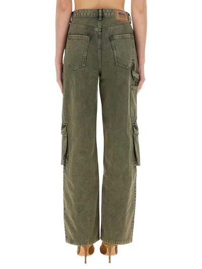 Moschino 100% Cotton Cargo Pants In Green