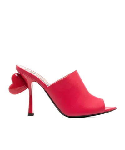 MOSCHINO 100MM HEART-DETAIL LEATHER MULES