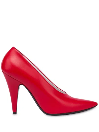 Moschino 100mm Leather Pumps In Red