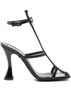 Moschino High-heeled Patent Leather Sandals In Black