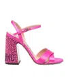 Moschino Crystal-embellished Block Heel Sandals In Pink