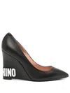 Moschino 105mm Wedge Heel Pumps In Schwarz