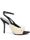 MOSCHINO 110MM FAUX-PEARL EMBELLISHED SANDALS