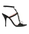Moschino 100 Crystal-embellished Sandals In Black