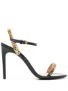 Moschino 100 Mini Logo Lettering Leather Sandals In Black