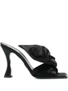 Moschino Satin Mules With Bow Detail And Square Toe In Black