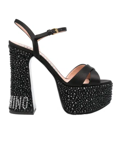 MOSCHINO 145MM CRYSTAL-EMBELLISHED SANDALS