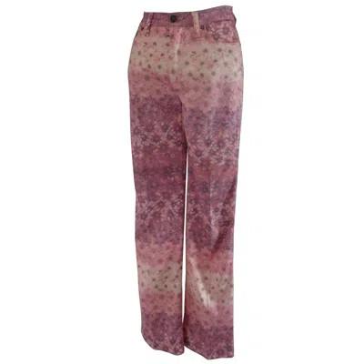 Pre-owned Moschino 1980s Vintage Women's Pink Flower Cotton Jeans Made In Italy