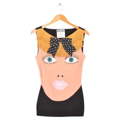 Pre-owned Moschino 1989 Archival  Couture Blow Up Doll Appliqué Vest Top In Orange