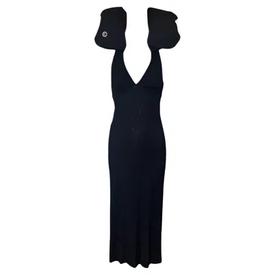 Pre-owned Moschino 1990's Black Crepe Life Preserver Midi Dress