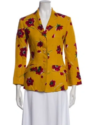 Pre-owned Moschino 1990's Floral Print Blazer In Yellow