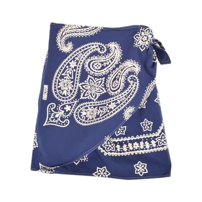 Pre-owned Moschino 1990's Vintage Blue Bandana Print Wrap Around Mini Skirt