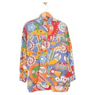 Pre-owned Moschino 1990's Vintage  'pinball' Patterned Colourful Long Sleeve Shirt In Brown