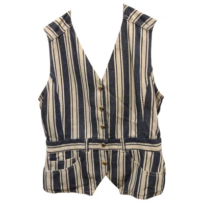 Pre-owned Moschino 1990s  Blue And White Stripes Cotton Size 44 Vest