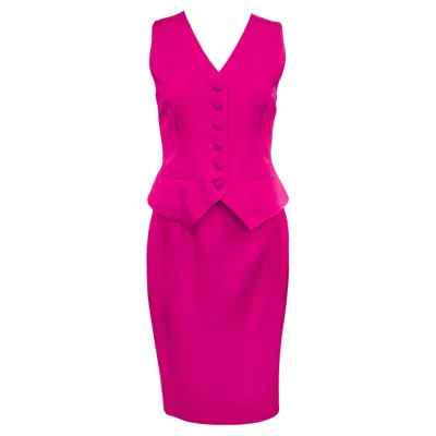 Pre-owned Moschino 1990s  Couture! Fuchsia Vest & Skirt Ensemble In Red