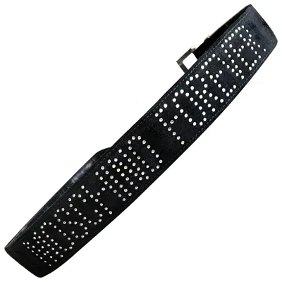 Pre-owned Moschino 1990s  Forever Black Suede Rhinestone 90s Vintage Logo Statement Belt