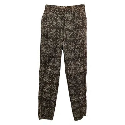 Pre-owned Moschino 1990s  Jeans Brown And White Tetris Pants Size 28 Denim