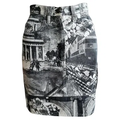 Pre-owned Moschino 1990s  Jeans Cotton Skirt Size 40 In Gray