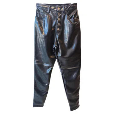 Pre-owned Moschino 1990s  Jeans Faux Black Patent Leather Pants Size 40