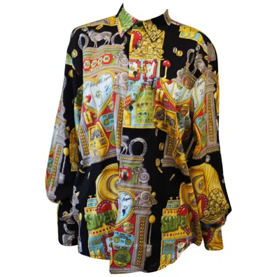 Pre-owned Moschino 1990s  Vintage Iconic Slotter Casino Multicoloured Shirt In Brown