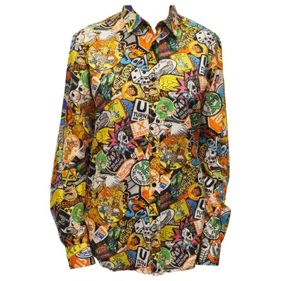Pre-owned Moschino 1990s  Vintage Multicoloured Cartoon Shirt Size 40 In Brown
