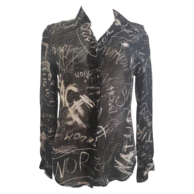 Pre-owned Moschino 1990s  Vintage Women's See-through Graffiti Shirt, Excellent In Black