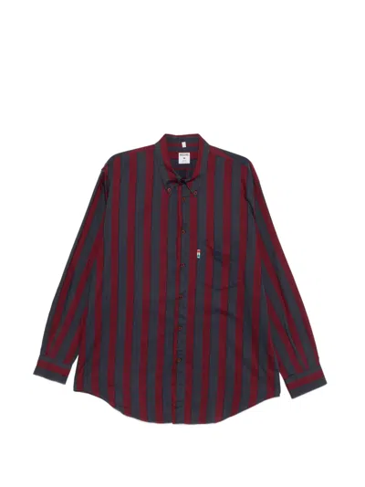 Pre-owned Moschino 1990s Striped Pocket Shirt In Red