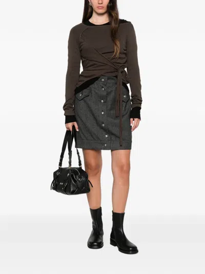 Pre-owned Moschino 2000 Button-front Pocket Mini Skirt In Grey