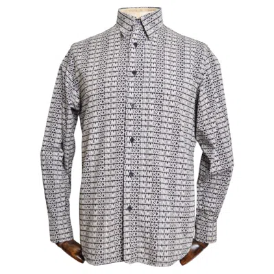 Pre-owned Moschino 2000's  Black & Off White Repeat Logo Print Long Sleeve Pattern Shirt