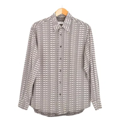 Pre-owned Moschino 2000's Vintage  'spell Out' Long Sleeve Dark Grey & Off White Logo Shirt