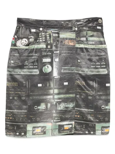 Pre-owned Moschino 2000s Cassette-tape Print Skirt