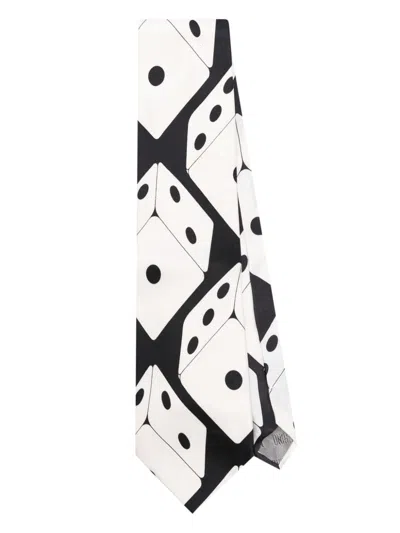Pre-owned Moschino 2000s Dice-print Tie In White