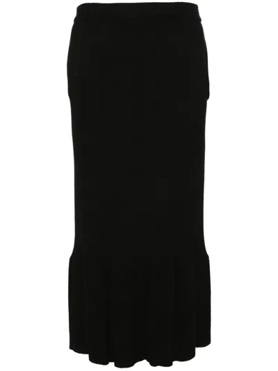 Pre-owned Moschino 2000s Wool Midi Skirt In 黑色