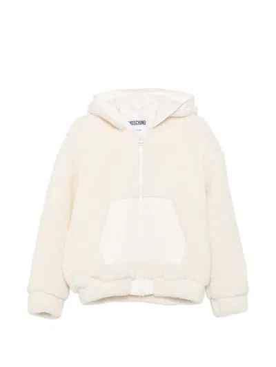 Pre-owned Moschino 2010s Faux-shearling Hoodie Jacket In Neutrals