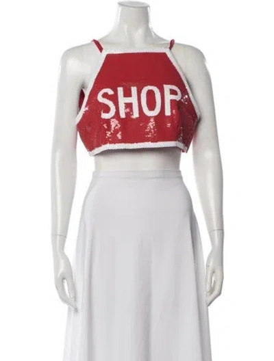 Pre-owned Moschino 2016 Graphic Print Crop Top In Multi