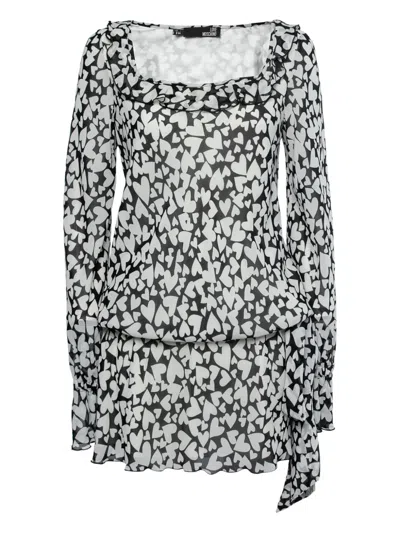 Pre-owned Moschino 2023 Heart-print Dress In White