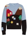 Moschino Shetland Wool Sweater With Landscape Intarsia In Multi
