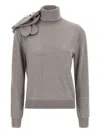 Moschino Floral Design Knit Sweater Turtleneck In Gray