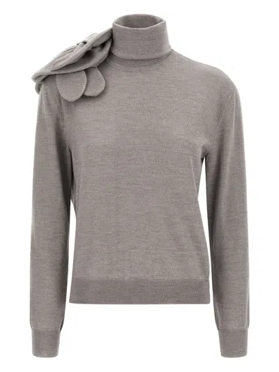 MOSCHINO 3D-FLOWER HIGH-NECK SWEATER